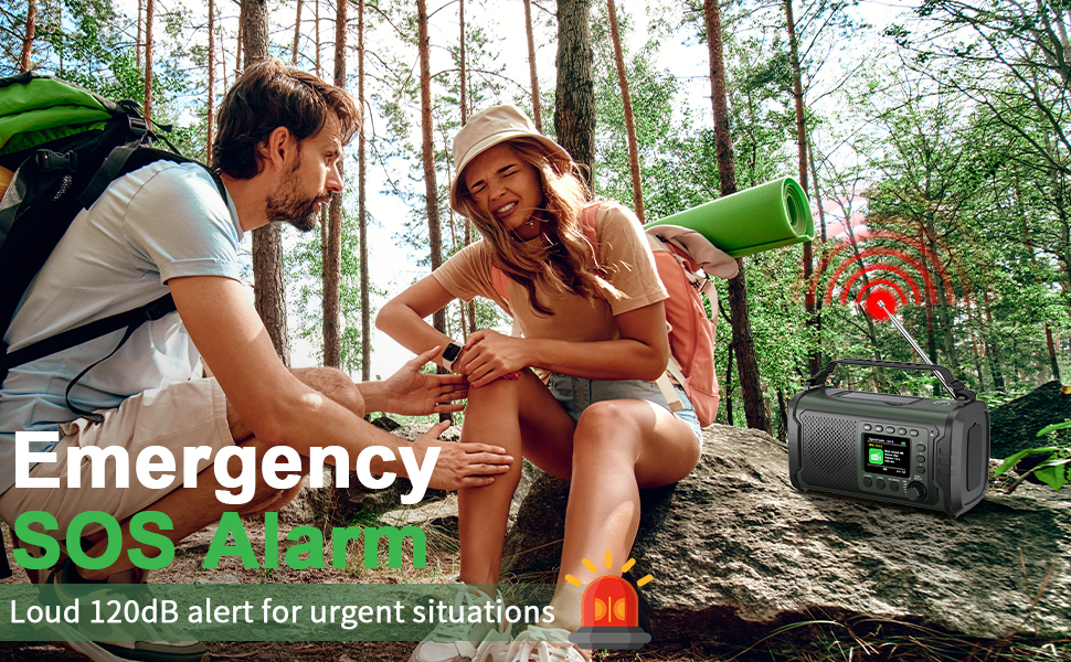 Радіостанція невідкладної допомоги 27000mAh з ручним заводом, сонячною панеллю, USB-зарядкою, Bluetooth 5.3, функцією Powerbank, SOS-сигналом, ліхтарем, лампою для читання, компасом, слотом для TF-карти та міцним Outdoor-дизайном, армійного кольору