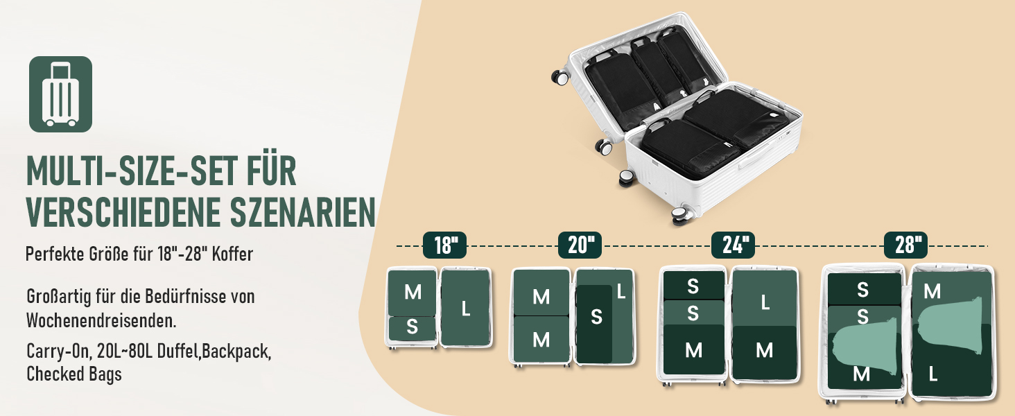 8-ми комплект кубиків для компресії багажу, органайзер для валізи, чорний. Організація подорожей, рюкзак, валіза.