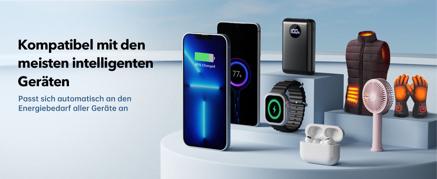 Power Bank Coolreall 20000mAh з LED дисплеєм та швидкою зарядкою (22,5W PD, QC4.0), сірий