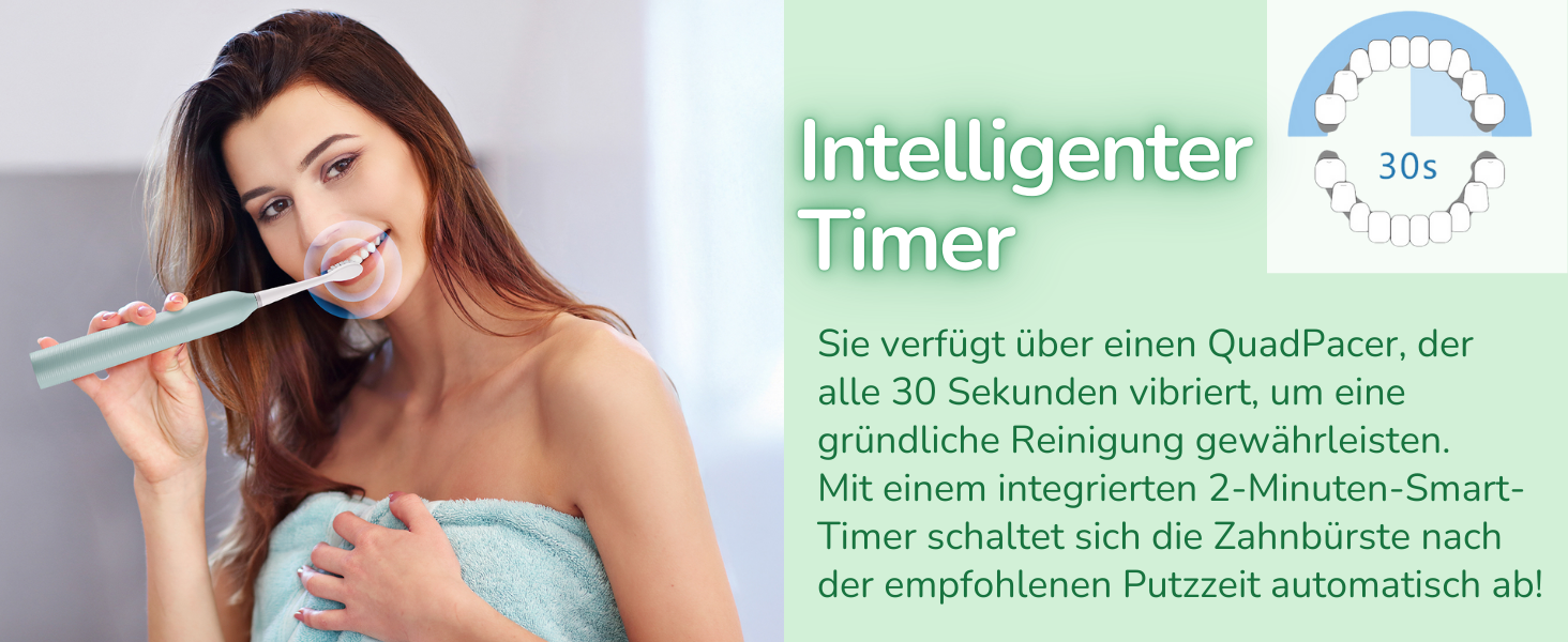 Електрична зубна щітка BarberBoss для дорослих QR-7537 (М'ята) – осцилююча, звукова технологія, 6 насадок, таймер, кейс