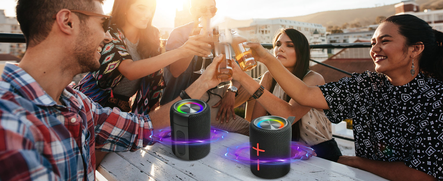 CYBORIS Портативна Bluetooth колонка 2-в-1 з магнітом, 20W, RGB підсвічування, 24 год, IPX6, TWS - для подорожей, вечірок