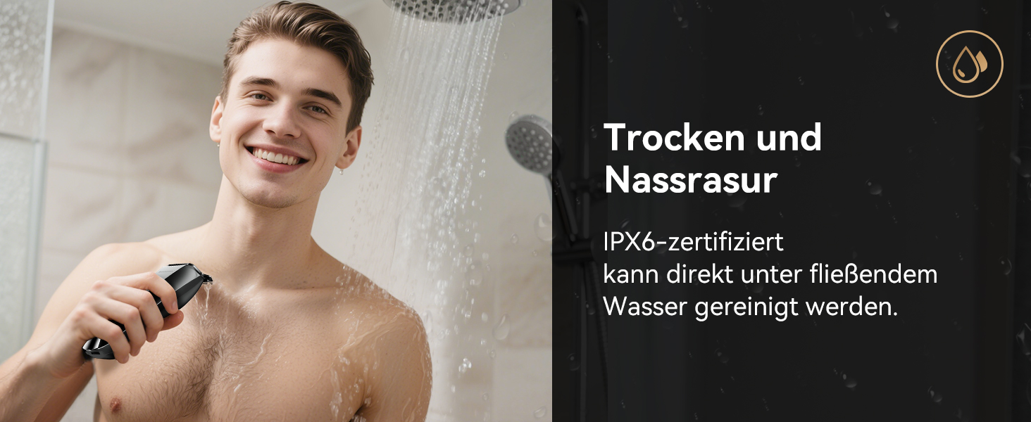 Мультитриммер для тіла чоловічий Intimrasierer Mann - Водонепроникний тілотриммер для чоловіків з насадками для ніг, пахв та зони бікіні. Чорний