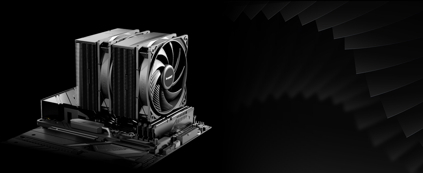 be quiet! Pure Rock Pro 3 Black - повітряний кулер для ПК з високою продуктивністю, 6 теплових трубок, 2 вентилятори 120 мм, сумісний з термопастою з рідким металом