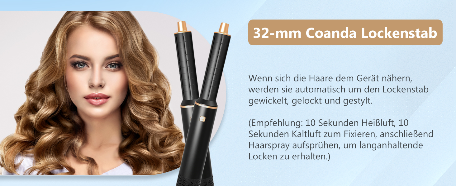 RUIZHI Airstyler 5 в 1: Фен-щітка для волосся з 5 насадками, 110000 обертів/хв, 3 температурні режими, для об'єму, локонів та випрямлення волосся