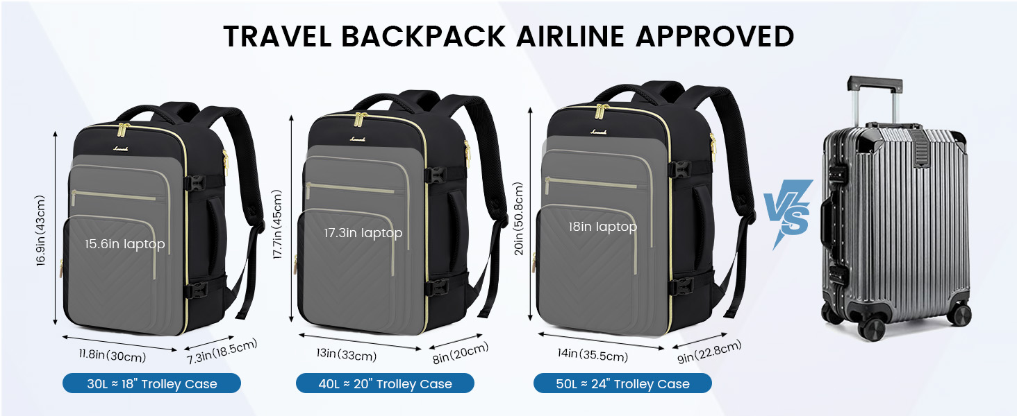 LOVEVOOK Рюкзак для ручної поклажі, 40L, водонепроникний, для ноутбука 17 дюймів, Easyjet, для подорожей, роботи, трекінгу, оливково-бежевий (18 дюймів, A-чорний)