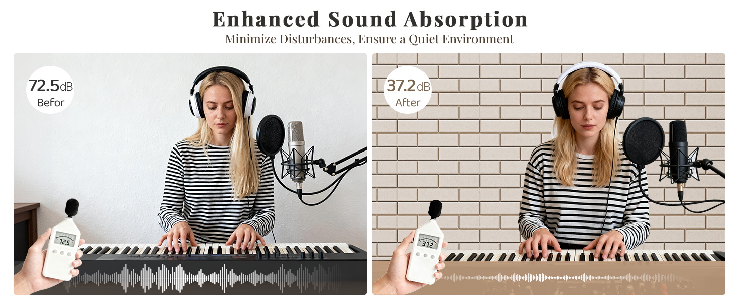 Акустичні панелі JBER самоклеючі для звукоізоляції, шумопоглинаючі панелі «цеглина» для студії, офісу та дому, 30 x 30 x 1 см, чорні, 12 шт.