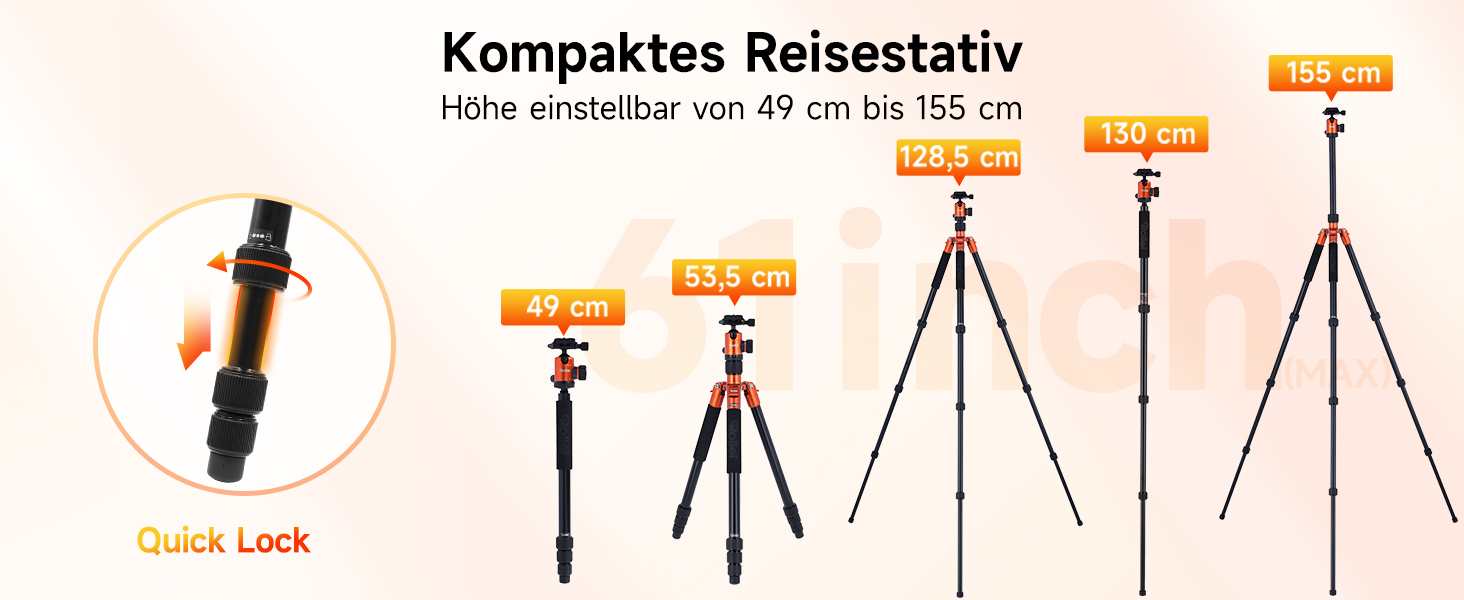Штатив Rollei C5I Orange: легкий, алюмінієвий, для макрозйомки та подорожей | Monopod