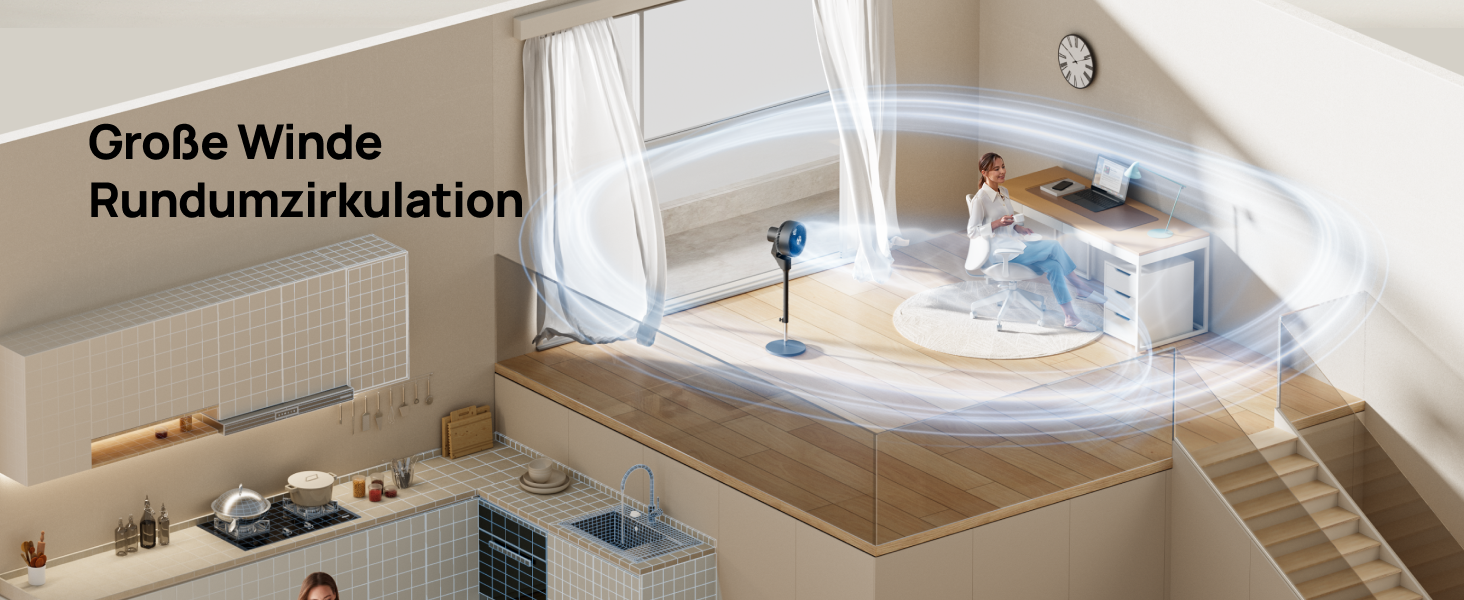 Вентилятор Dreo Leiser Standventilator: тихий, з осциляцією, таймер 6H, дистанційне керування, для спальні, функція ароматерапії (чорний)