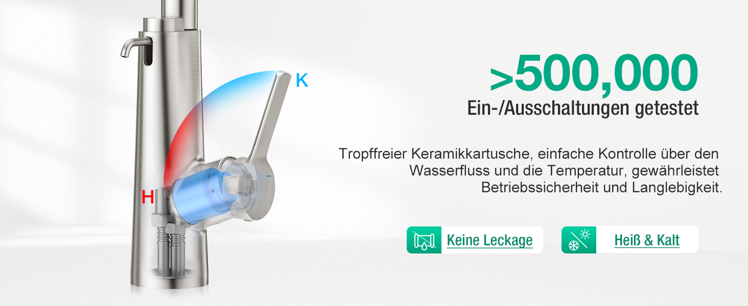 Кран кухонний CREA Wasserfall висувний з дозатором мила, нержавіюча сталь, 360° обертання, 4 режими, з душем