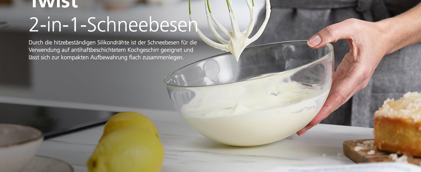 Міксер Joseph Joseph Twist 2-в-1: плоский та для збивання, силіконовий, сірий/зелений, 280 г