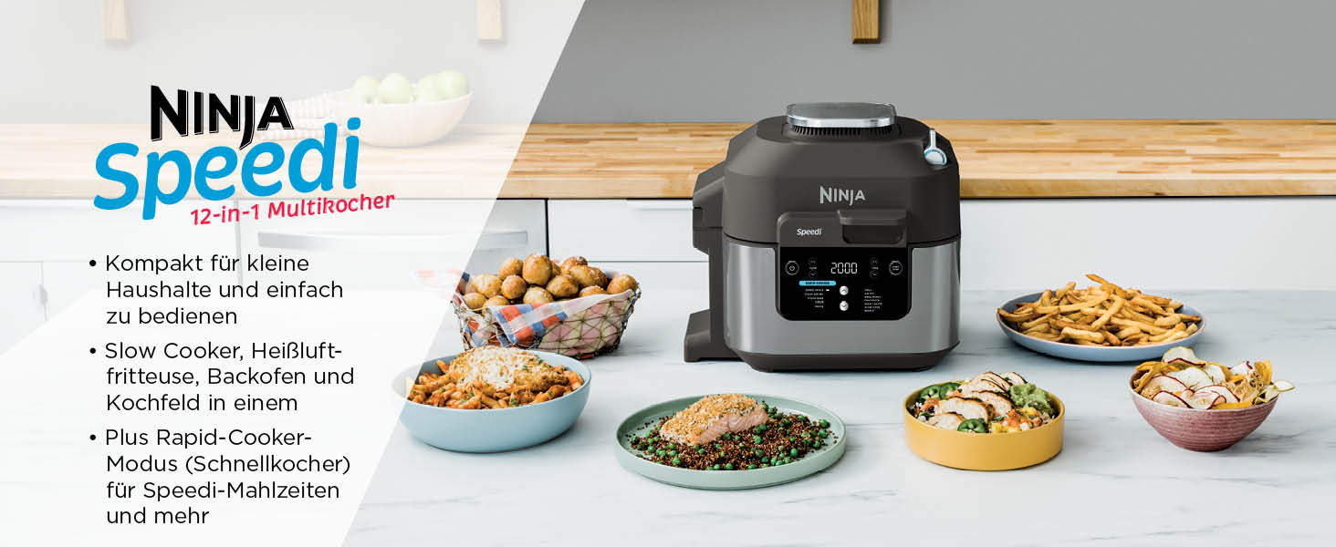 Мультиварка Ninja Speedi 5.7л 12-в-1: Мультикукер, Фритюрниця, Гриль, Slow Cooker, Духовка - Чорний ON500EU