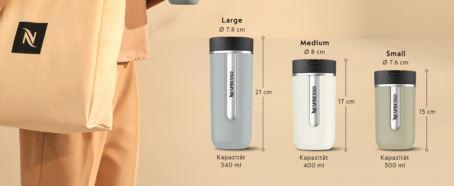 Термокружка Nespresso Travel Mug Small Sage Green 300 мл - для кави, чаю, матча, з кришкою, нержавіюча сталь