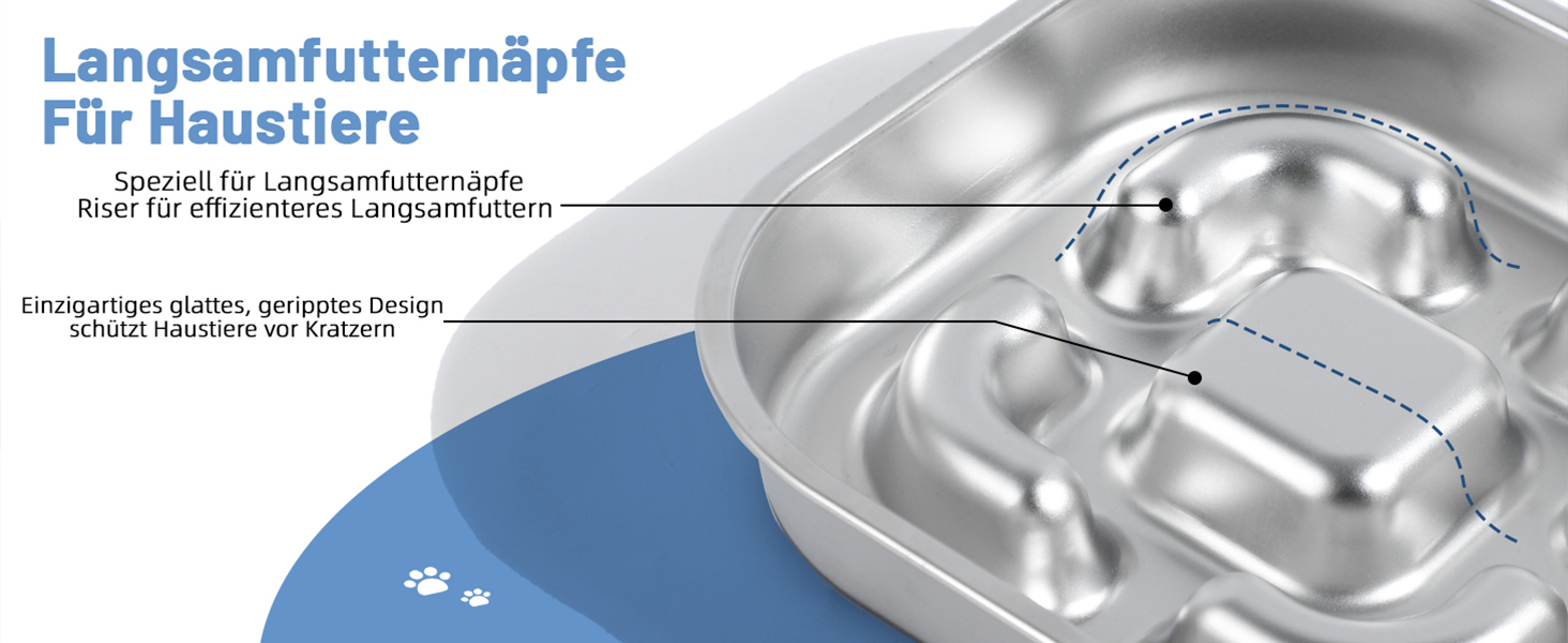 Миска для собак Anti Schling Napf з нержавіючої сталі 304, з силіконовим дном, для маленьких та середніх собак, 23*23*4.5 см