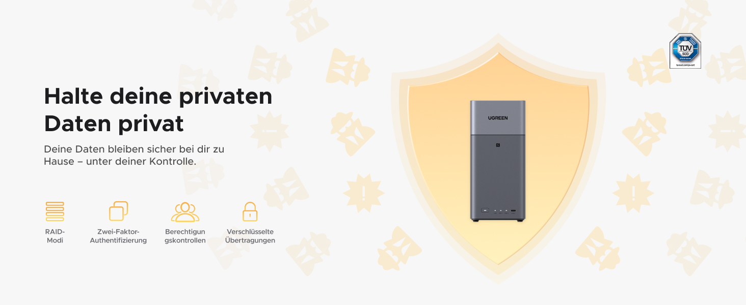 NAS UGREEN DH2300: 2 відсіки, NFC, AI фотоальбом, 4K відеотека, 1GbE LAN, 4GB RAM (без дисків)