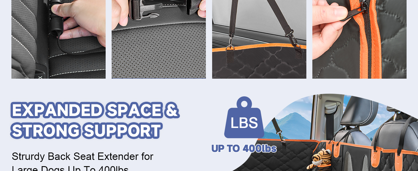 Захист для сидіння автомобіля для собак - килимок для заднього сидіння з жорстким дном, 181 кг, водовідштовхувальний, з сіткою, чорний, для позашляховиків та пікапів, розмір L (147x75 см)