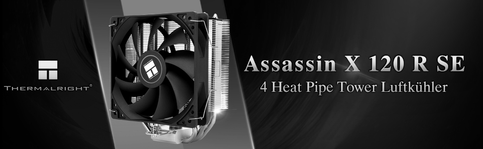 Thermalright Assassin X 120 SE - Кулер для CPU з 4 Heatpipes, тихий вентилятор TL-C12C PWM, сумісний з AM4/AM5/Intel LGA1150/1151/1200/1700/1851