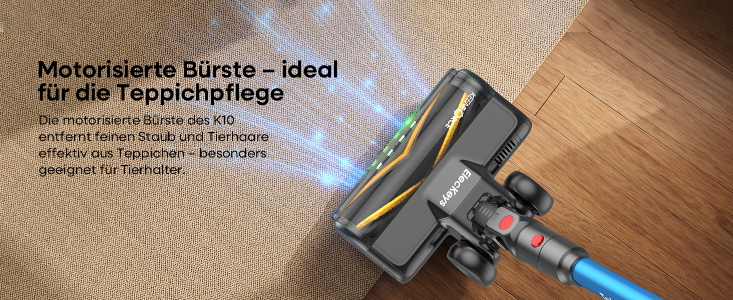 Акумуляторний пилосос ElecKeys K10: 50000Pa, 600W, 70хв, LED дисплей, 1.8L, антинамотування, для тварин, килимів, твердих поверхонь, авто, блакитний