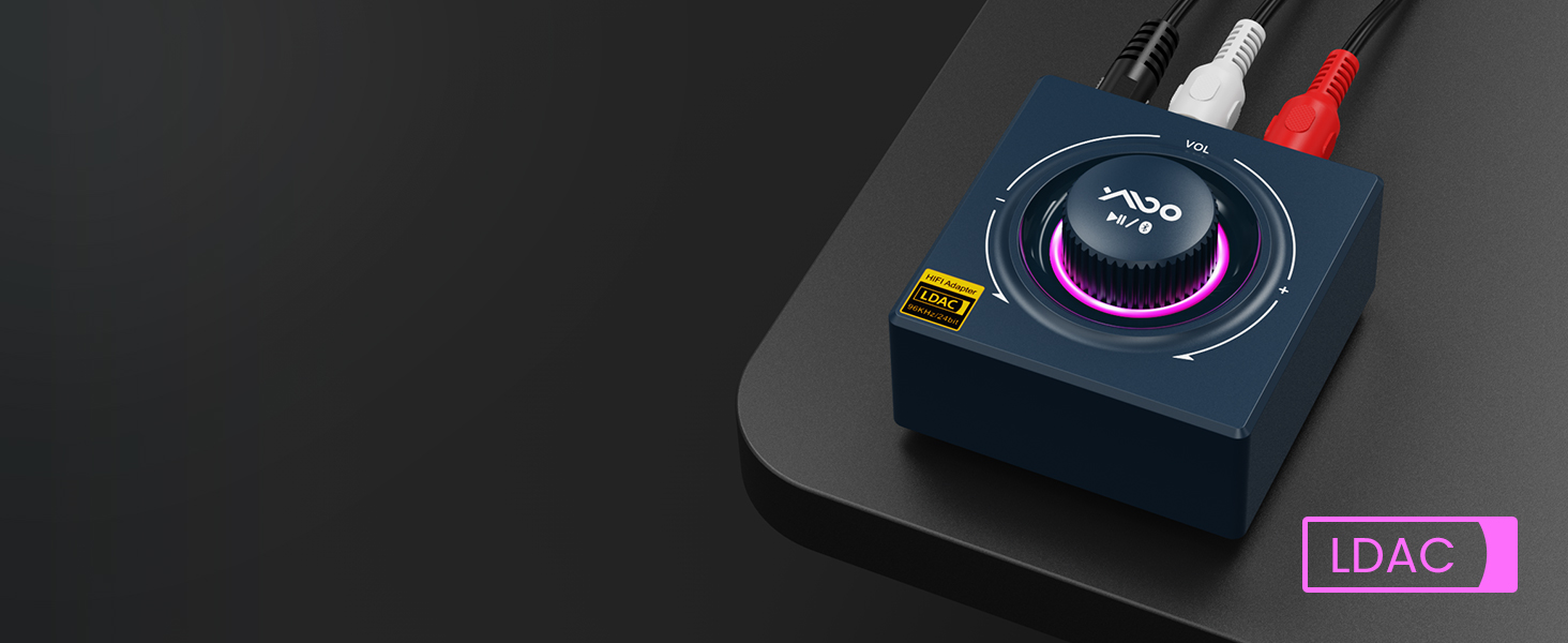 Bluetooth аудіоприймач YMOO B06T3 Pro: AUX адаптер для стереосистеми, TV, PC, телефону. Підтримка Bluetooth 5.3, HiFi, 3.5mm jack, Cinch, 15м радіус дії