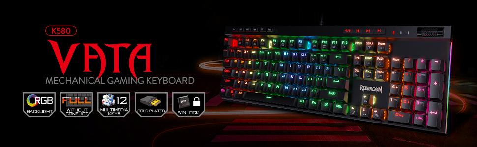 Redragon K580 PRO - Бездротова Механічна Ігрова Клавіатура RGB з 104 клавішами, Hot-Swap, Мультимедійне Управління та Макро-Запис (Brown Switches)