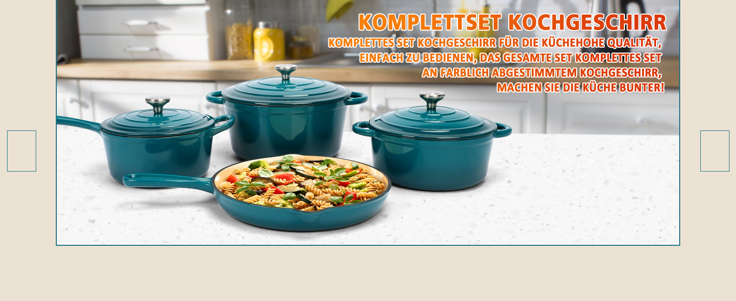 Набір чавунної емальованої посуду Denmay 7 предметів: голландська піч, сковорода, каструля для тушкування, соусник, 3 кришки. Підходить для всіх типів плит, з органайзером, блакитний