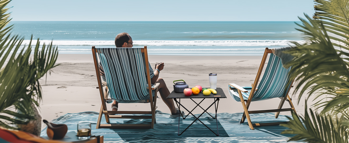 Стіл для кемпінгу VILLEY складний, з алюмінію та Оксфордської тканини, 25 кг, з сумкою, для відпочинку на природі, кухні та риболовлі, чорний