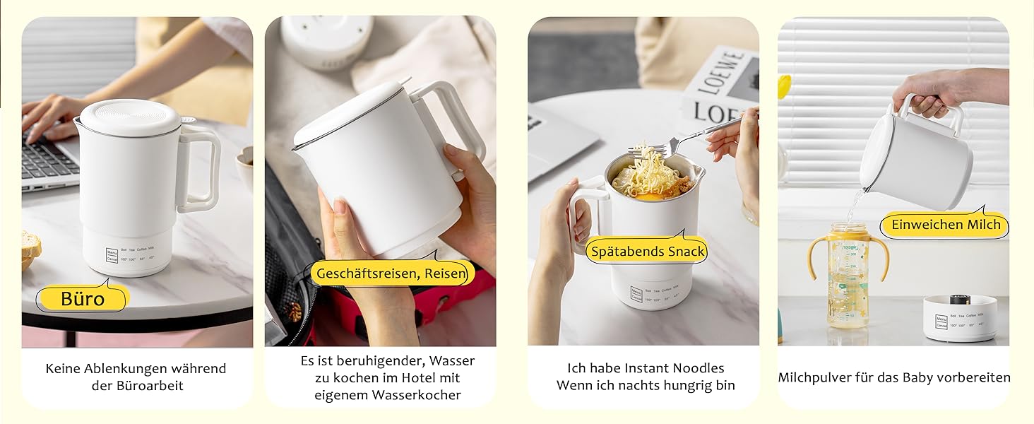 Електричний чайник 0.9л з нержавіючої сталі 304, 1360W, швидке кип'ятіння за 4-6 хв, класичний компактний дизайн, кнопка 1 натискання, автоматичне вимкнення та захист від перегріву, для дому, офісу та приготування кави (кремовий)