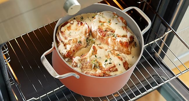Ciarra Induction Cookware Set - 4 Piece Ceramic Nonstick Pots and Pans Set - Pink/Orange