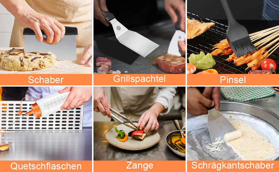 Набір для гриля Huolewa, нержавіюча сталь, 9 предметів: лопатки, щітки, турнери, сумка. Професійний аксесуар для BBQ, тепаньякі та кемпінгу