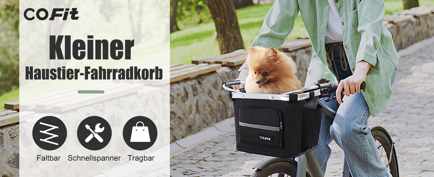 Складаний велосипедний кошик COFIT з бічними кишенями (чорний)