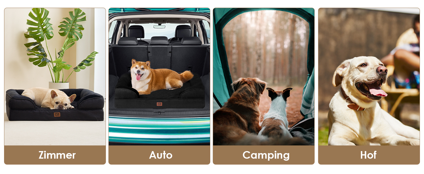 Ортопедичне ліжко для собак великих порід, 91x68 см, з Memory Foam, кошик для собак середніх порід, миється, водонепроникне, неслизьке, диванчик для собак з високим бортиком (104x69x17 см, чорний)