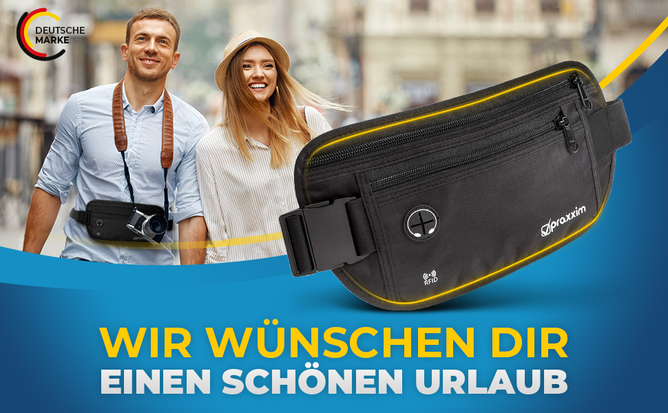 Чоловіча та жіноча поясна сумка-бананка для подорожей з захистом від крадіжок та RFID-захистом. Чорна.