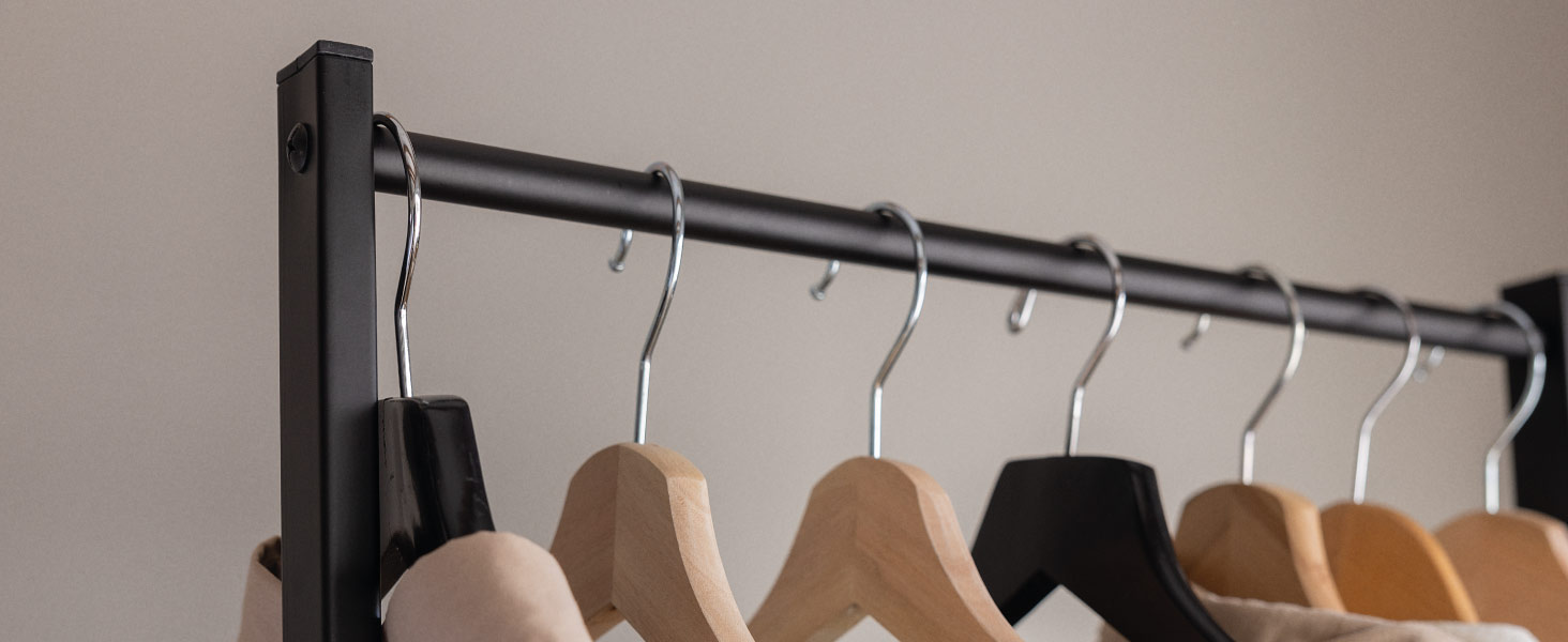 Вішалка для одягу Newlux Hangy One 20, до 24 кг, з полицею для взуття, металевий стійкий гардеробний стійка, проста збірка, захист підлоги, компактний дизайн, 50x40x160 см, чорний