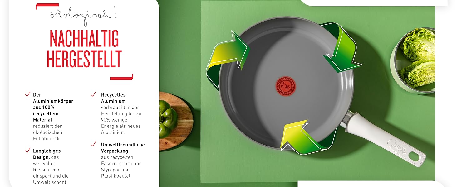 Сковорода Tefal Renew On 24 см з керамічним покриттям, сіра - для всіх плит, включаючи індукційні. Екологічна, перероблена
