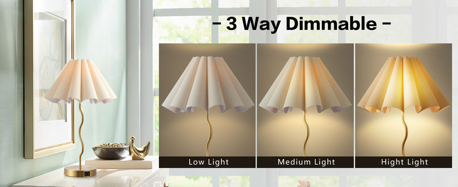 Настільна лампа EOEYYOYB з USB A+C, сенсорне керування, регулювання яскравості, абажур з льону, для спальні та вітальні, біла