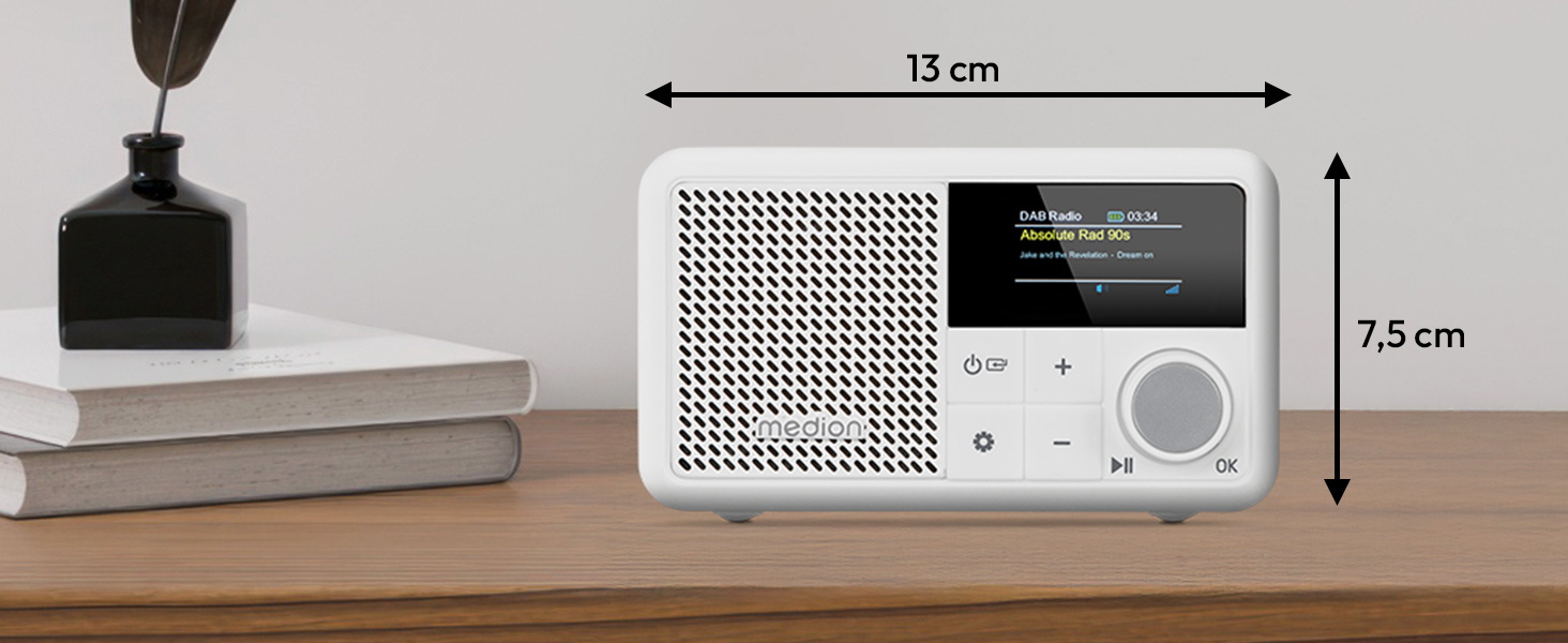 MEDION S66822 Портативне міні-радіо DAB+ з Bluetooth, акумулятор до 6,5 годин, дисплей, телескопічна антена, таймер сну, будильник, AUX, USB-C, зелений