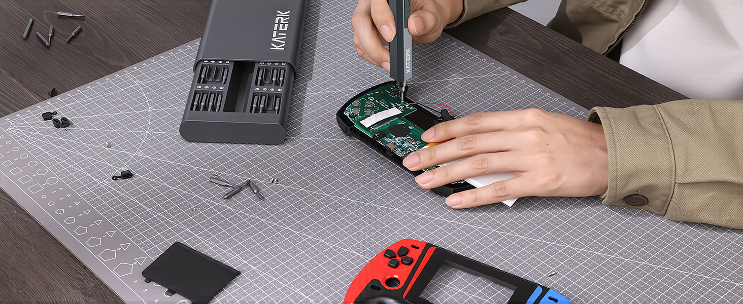 Набір прецизійних викруток KATERK 64 шт. з LED-підсвічуванням та магнітною основою для ремонту електроніки, телефонів, камер та годинників