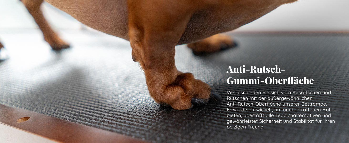 Сходинки для собак PRIORPET з натурального березового дерева з поручнями - регульована висота до 94.5 см - складаються - антиковзні ручки - для собак до 23 кг - колір Walnut