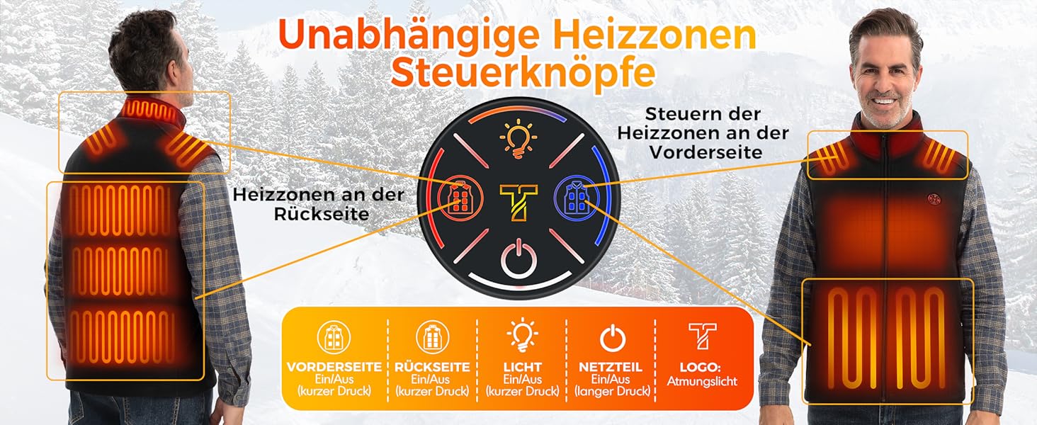 Обогреваемый жилет для мужчин из флиса с Powerbank, 15 зон обігріву, легкий, дихаючий, теплий жилет, чорний