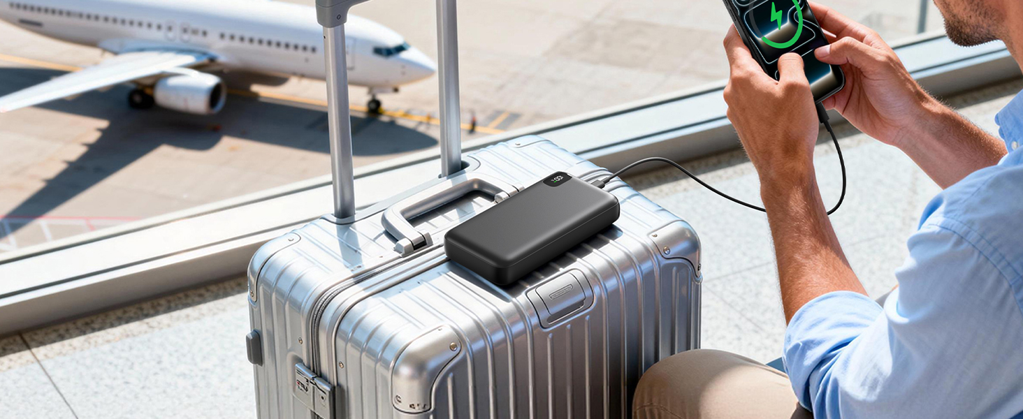 Power Bank A ADDTOP 20000mAh 65W: зарядний пристрій для ноутбука, iPhone, iPad. 2 USB-C, 1 USB-A. Чорний