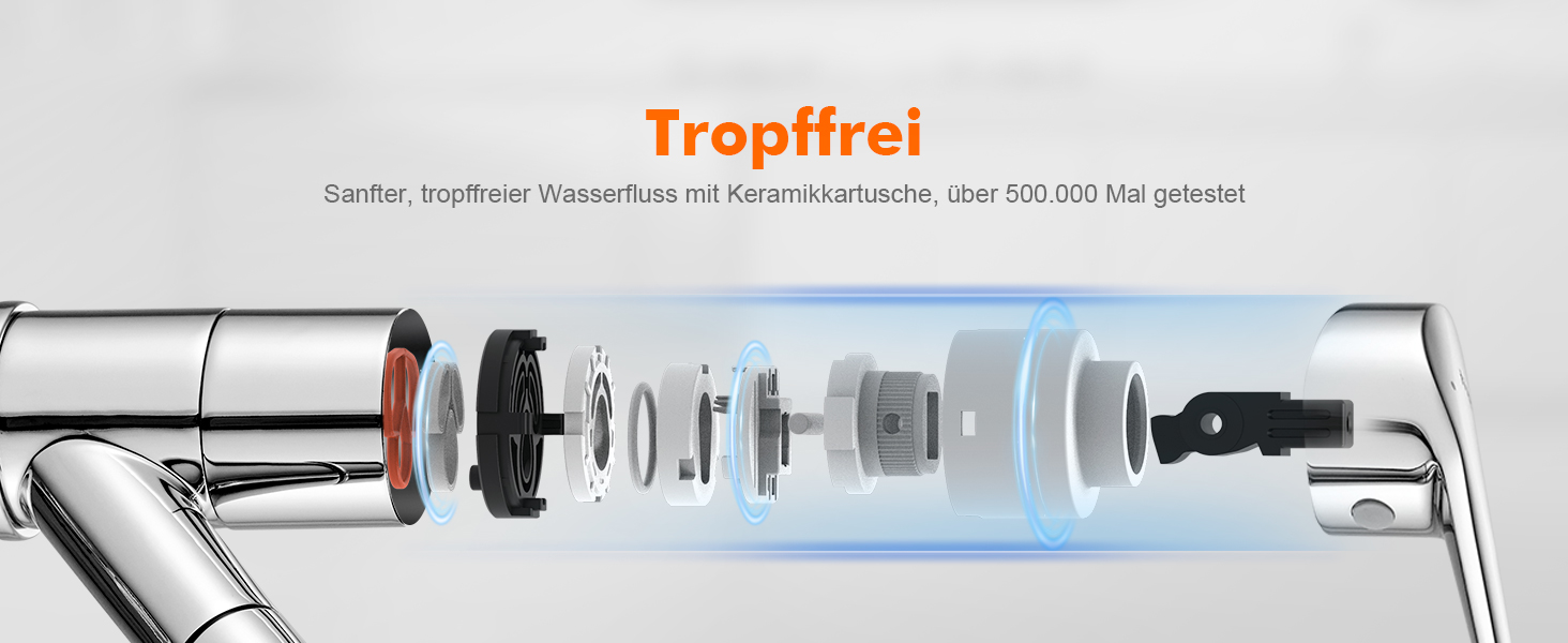 Змішувач для кухні Ibergrif M14450 з висувною лійкою, поворотний на 360°, з нержавіючої сталі та керамічною картридж