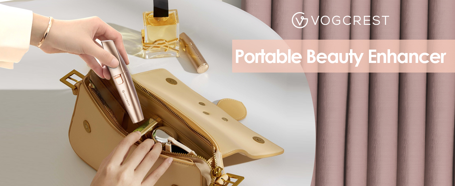 Тріммер для обличчя та брів 2-в-1 VG VOGCREST з LED-підсвічуванням (Рожеве золото)