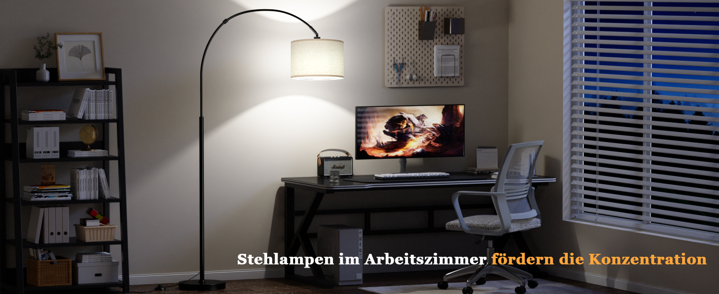 Торшер для вітальні Stehlampe з димером, LED E27, пульт ДУ, бежевий плафон, чорна база, поворотний, 180 см