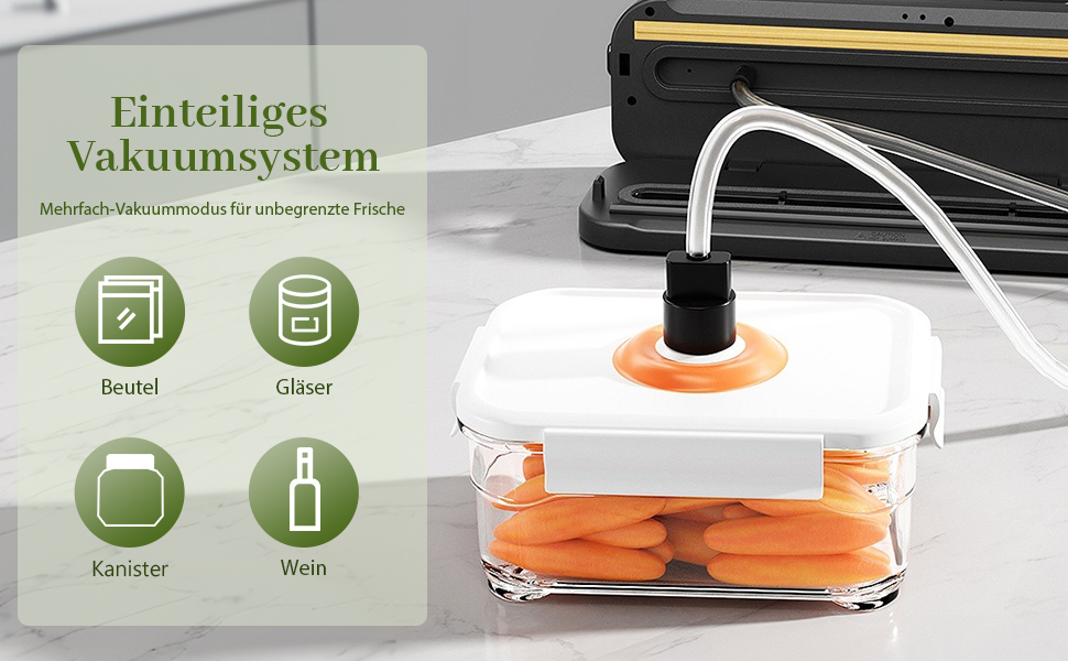 Вакуумний апарат Automatik 6-в-1 для продуктів харчування, з 50 пакетами, цифровий таймер, для сухих та вологих продуктів