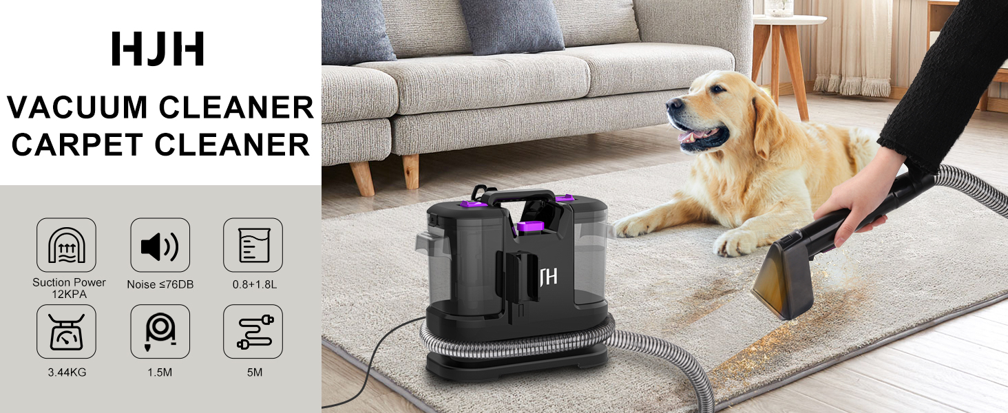 Пилосос для миття килимів та м'яких меблів з насадкою для шерсті тварин, 450W, для дому та автомобіля