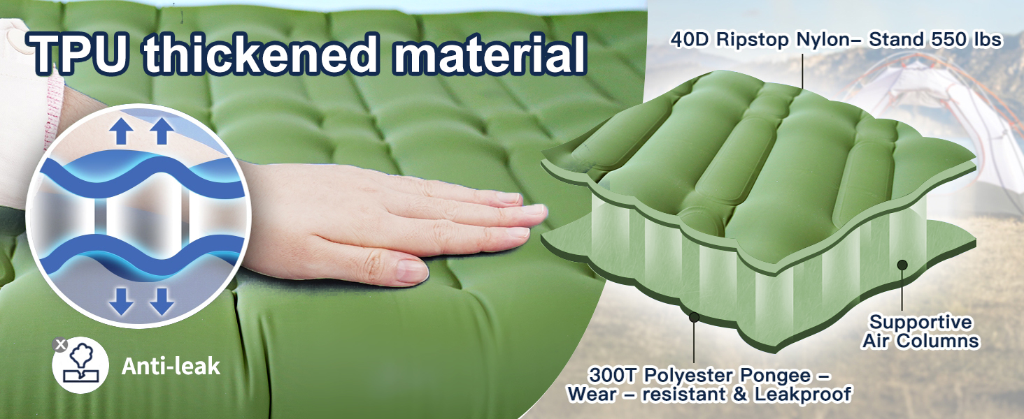 Airminti Self-Inflating Camping Mat - 12cm Thick, Lightweight Air Mattress with Foot Pump & Pillow - Outdoor Sleeping Pad for Camping, Trekking, Beach & Festival - Compact, Army Green