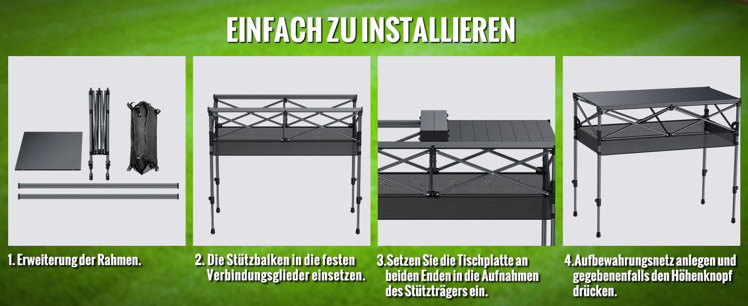 Зручний складаний туристичний стіл Garllen для пікніка та відпочинку на природі, 82x40 см, 2 рівня висоти (44/70 см), сталевий, з сумкою