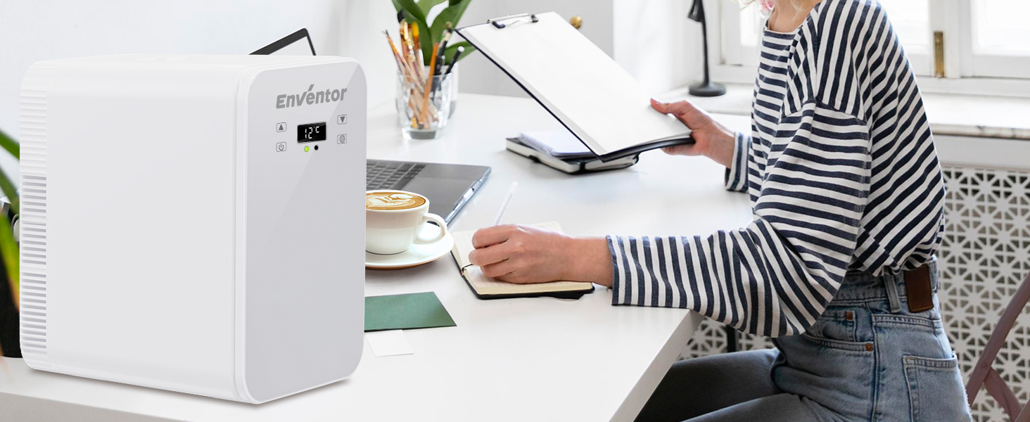 Mini холодильник Enventor 10L: компактний, тихий, з двозонним охолодженням (12V/220V) для авто, кімнати, офісу