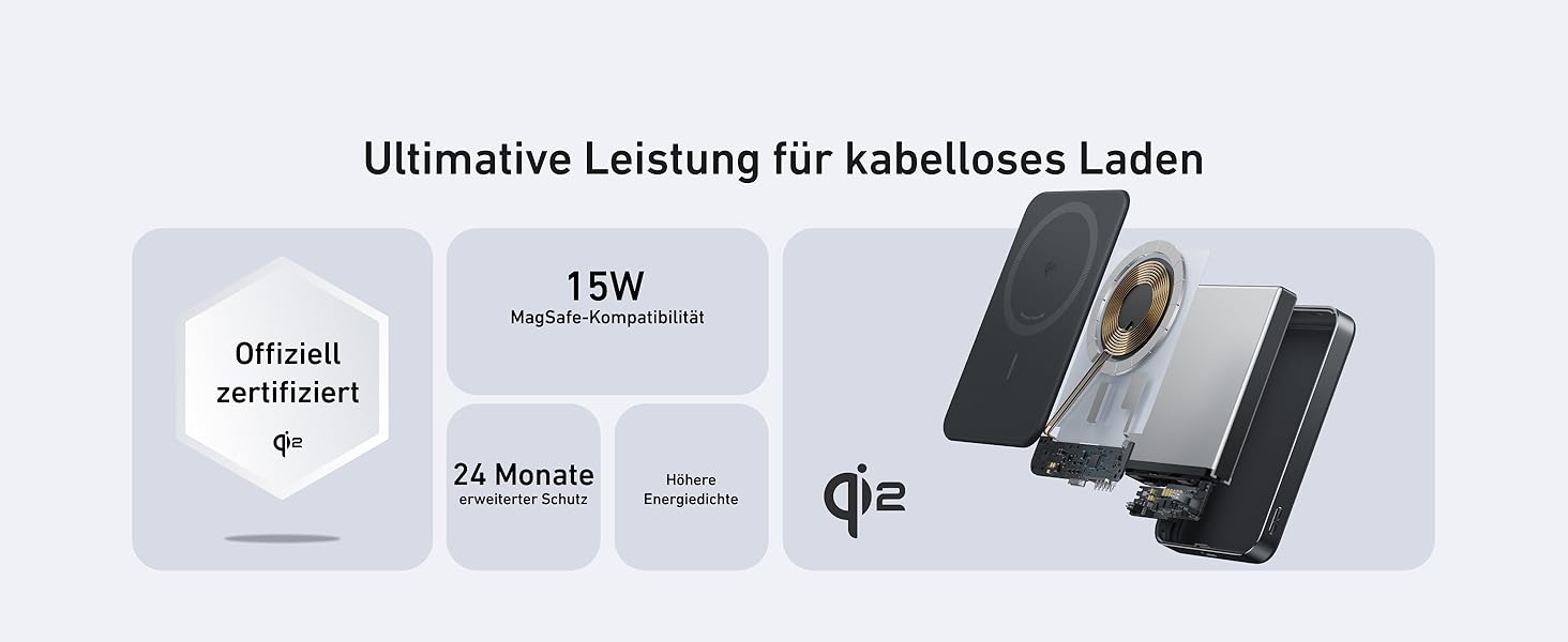 Anker MagGo Powerbank 10000mAh: Qi2, MagSafe, портативний зарядний пристрій для iPhone 16/15/14/13, чорний