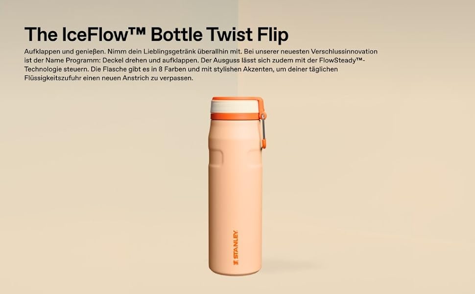 Термопляшка Stanley IceFlow Bottle Twist Flip 0.47L — герметична, зі стійким покриттям, колір Shale