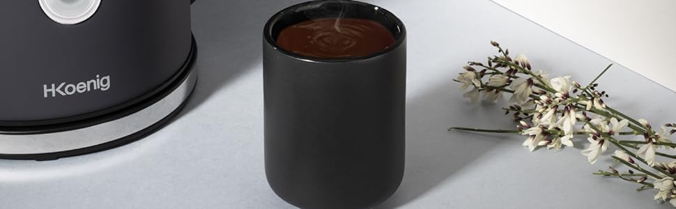 Електричний чайник H.Koenig BOE52 сірий, 1.7л, регулювання температури 40-100°C, 2200W